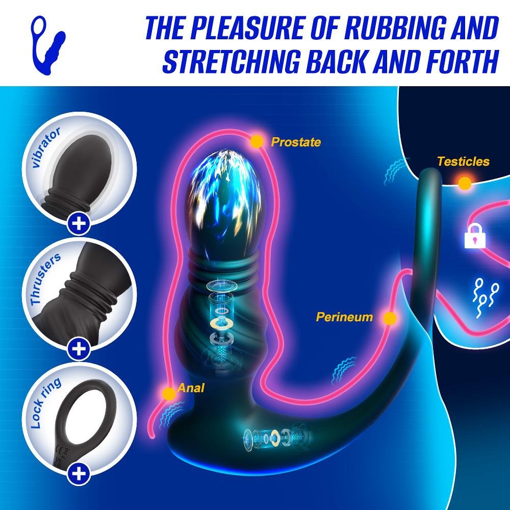 TB-A378 Thrusting Anal Massager With Attached C-ring