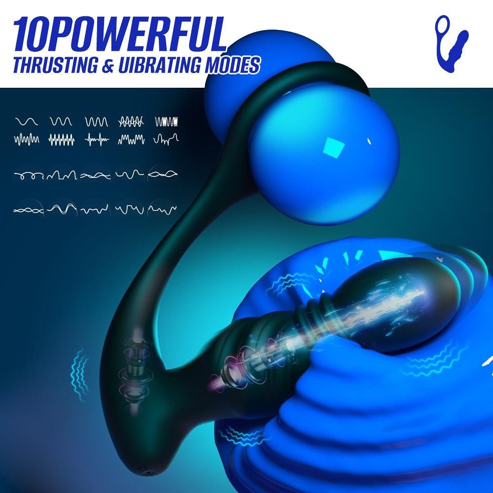 TB-A378 Thrusting Anal Massager With Attached C-ring