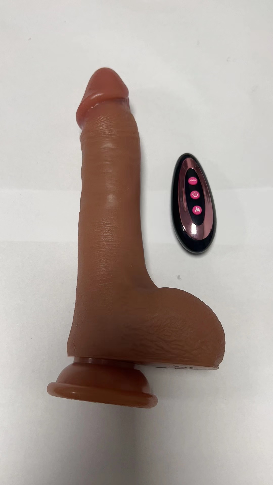 Telescopic, swinging, heating, vibration, with remote control. * silicone *3.8*22cm *410g