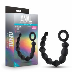 Anal Adventures Platinum - Silicone Beginner Anal Beads - Black — 2