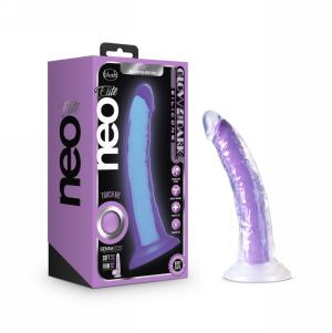 Glow in the Dark - Light - 7 inch Silicone Dual Density Dildo - Neon Purple