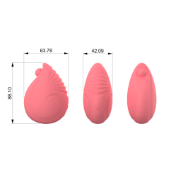 Material: Silicone +ABS Size: 86*63*41mm Weight:102g Function description: 10 frequency vibration + flapping Pin rechargeable