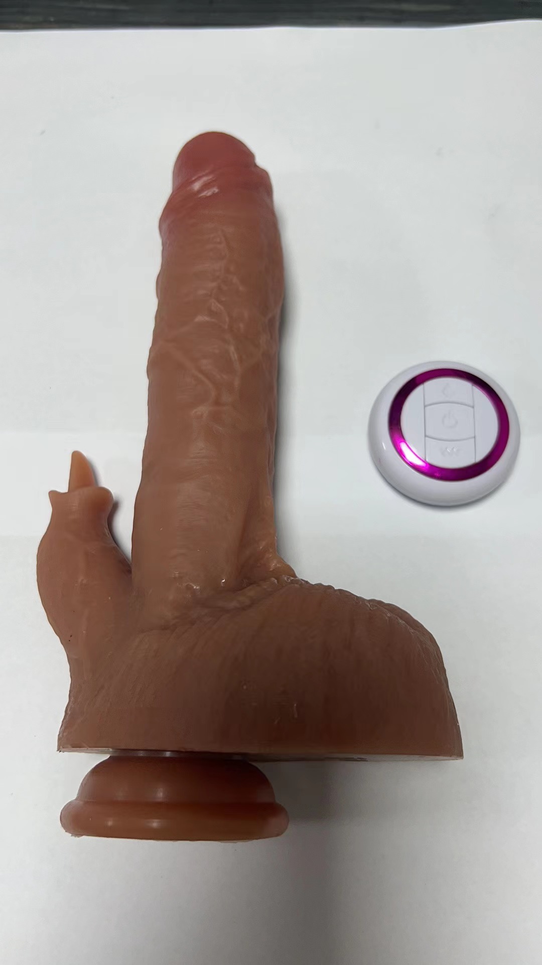 Telescopic Swinging Heating Vibrating Silicone Massager 4.2x23cm - Realistic