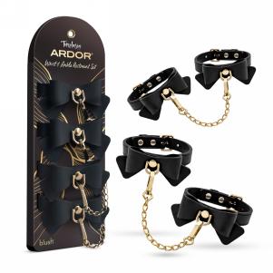 Wrist & Ankle Restraints - Black with Bow — 2