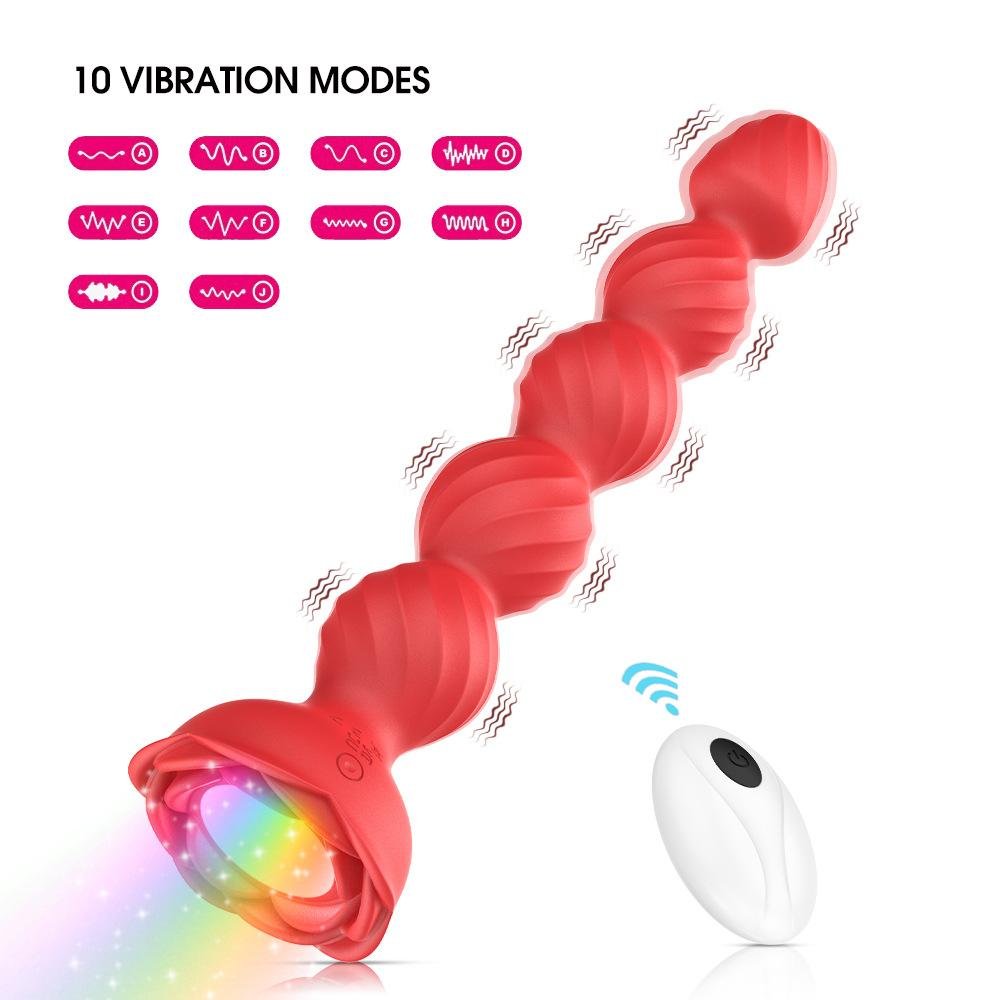 TB-A431 PearlPulse Bead Vibrating Anal Beads Features Pearl Color and Golden Alloy Base