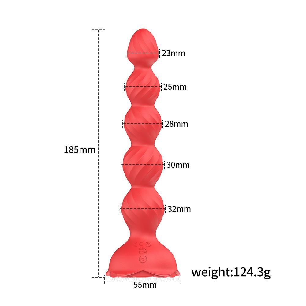 TB-A431 PearlPulse Bead Vibrating Anal Beads Features Pearl Color and Golden Alloy Base