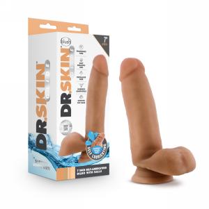 Glide - 7 inch Self Lubricating Dildo with Balls - Mocha