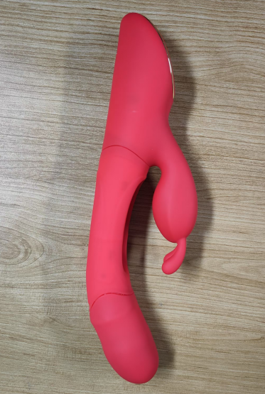 Flapping Telescopic Vibrating Silicone Stimulator - Rabbit