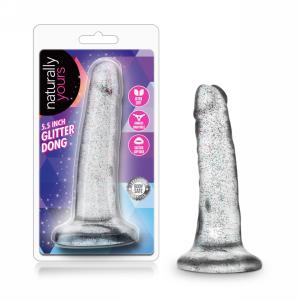 Naturally Yours 5.5 Inch Glitter Dong - Sparkling Clear