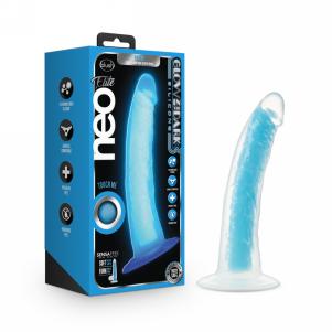 Glow in the Dark - Prysm - 7 Inch Silicone Dual Density Dildo - Neon Blue — 2