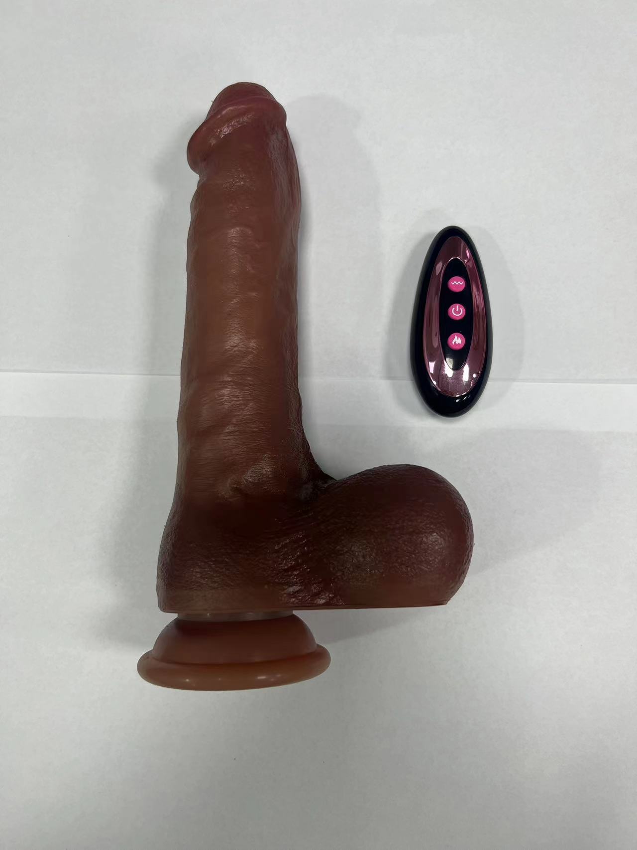 Telescopic, swinging, heating, vibration, with remote control. * silicone *4.3*21.5cm *468g