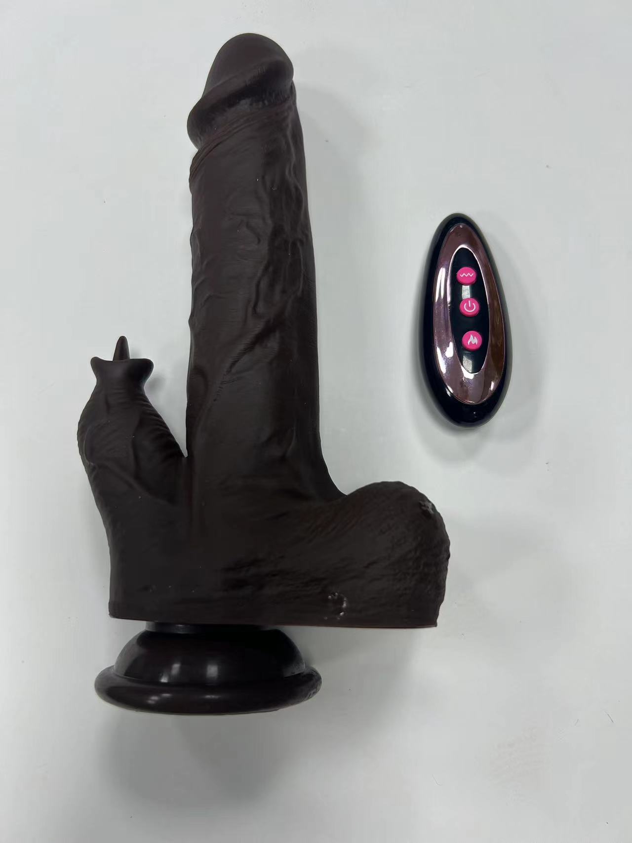 Telescopic, swinging, heating, vibration, with remote control. * silicone *3.8*21.5CM *416g