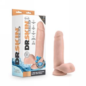 Glide - 7 inch Self Lubricating Dildo with Balls - Vanilla