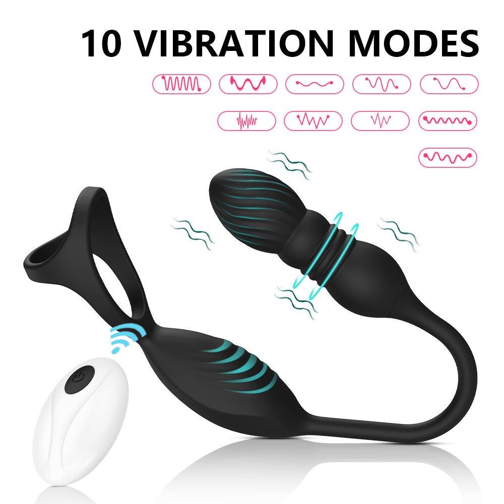 TB-A403 Triathrust Vibe Thrusting and Vibrating Butt Bullet WIth Attached Vibrator and Tri-C ring