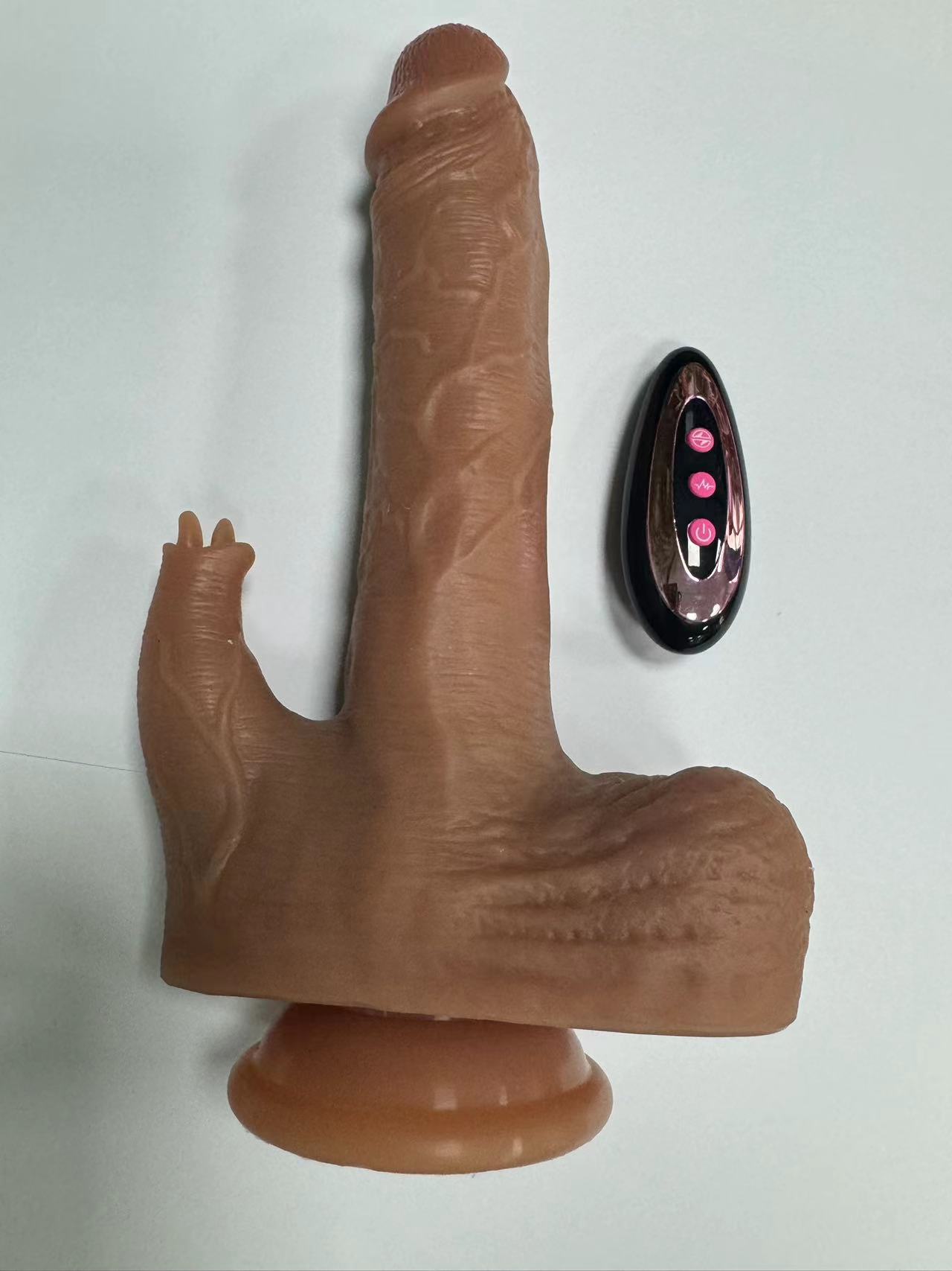 Telescopic, swinging, heating, vibration, with remote control. * silicone *23.5*3.9cm *551g