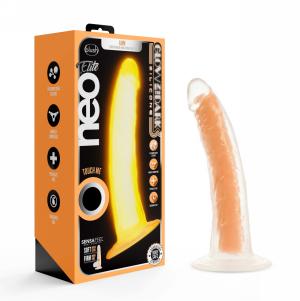 Glow in the Dark - Lavo - 7 Inch Silicone Dual Density Dildo - Neon Orange