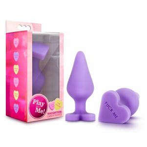 Naughty Candy Heart Anal Plug - Fuck Me - Purple — 2