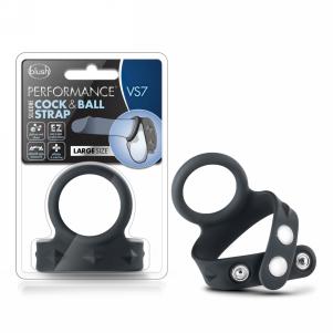 Silicone Cock & Ball Strap Large - Black — 2
