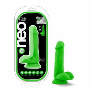 6 Inch Silicone Dual Density Cock with Balls - Neon Green — 2