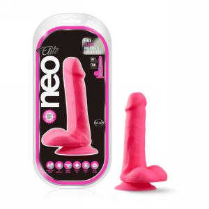 6 Inch Silicone Dual Density Cock with Balls - Neon Pink