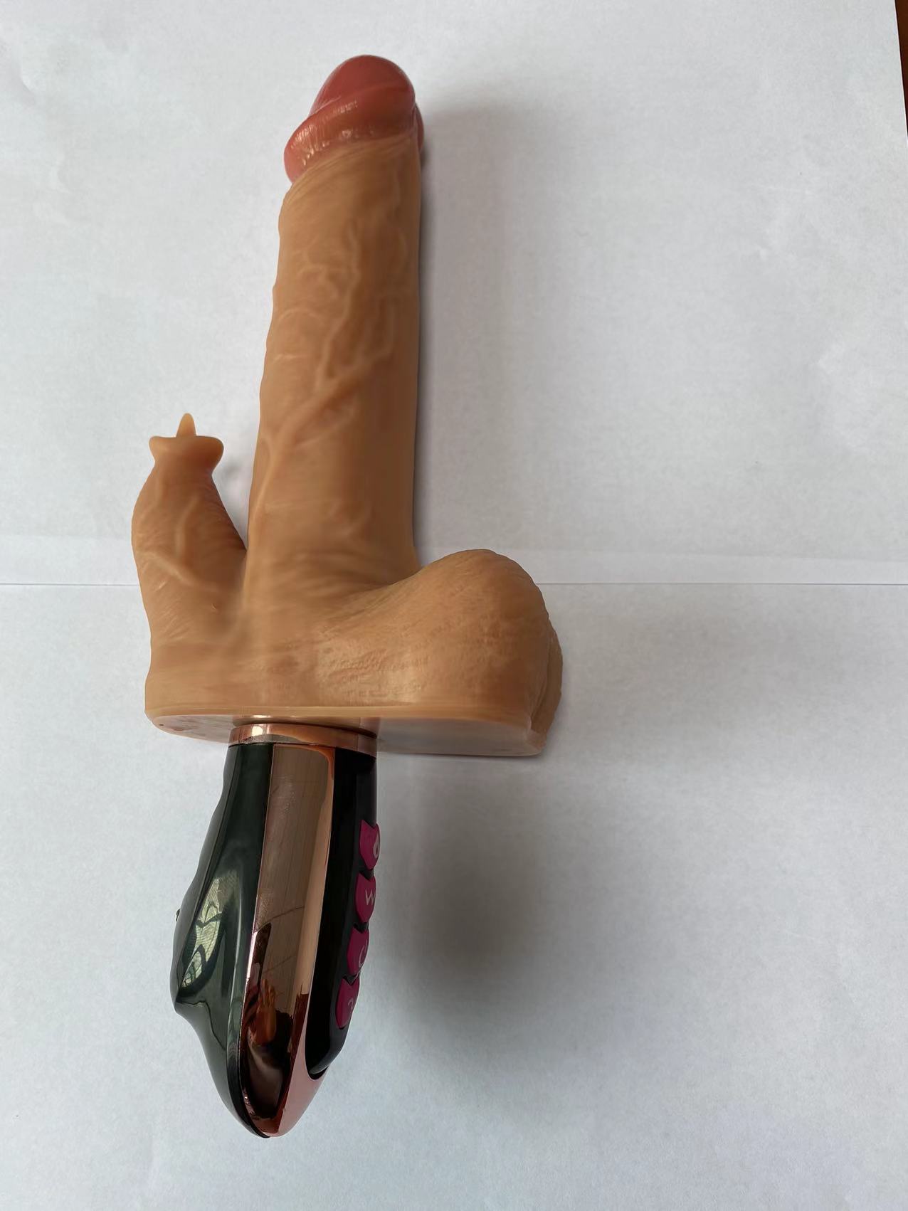 Telescopic, swinging, heating, vibration, with remote control. * silicone *28*3.8cm *445g