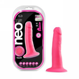Neo Elite - 6 Inch Silicone Dual Density Cock - Neon Pink