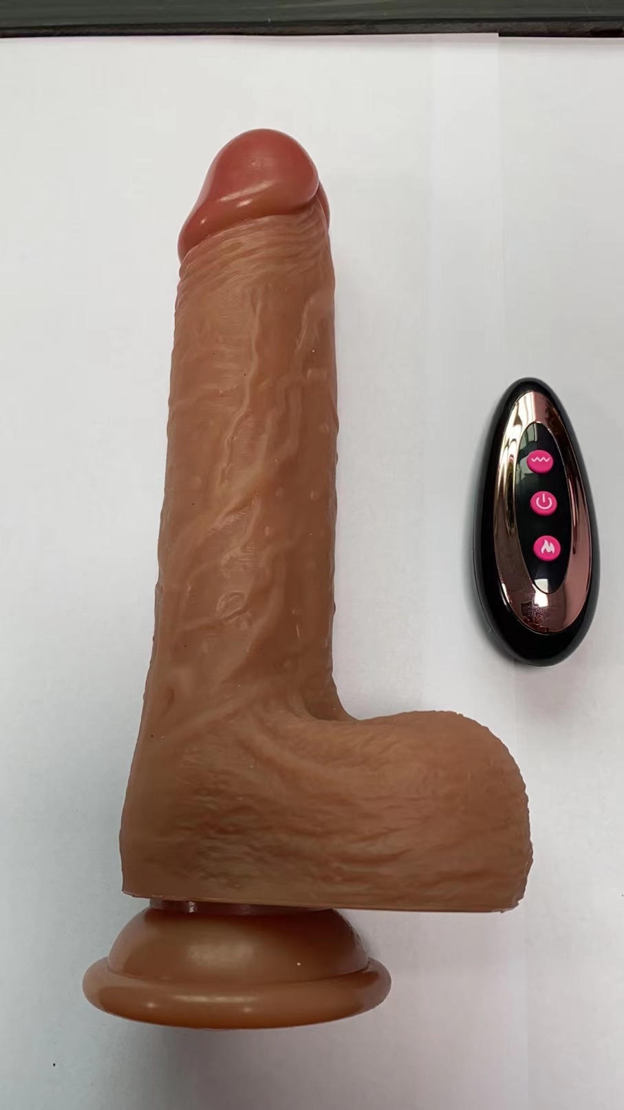 Telescopic, swinging, heating, vibration, with remote control. * silicone *4.0*22cm *390g