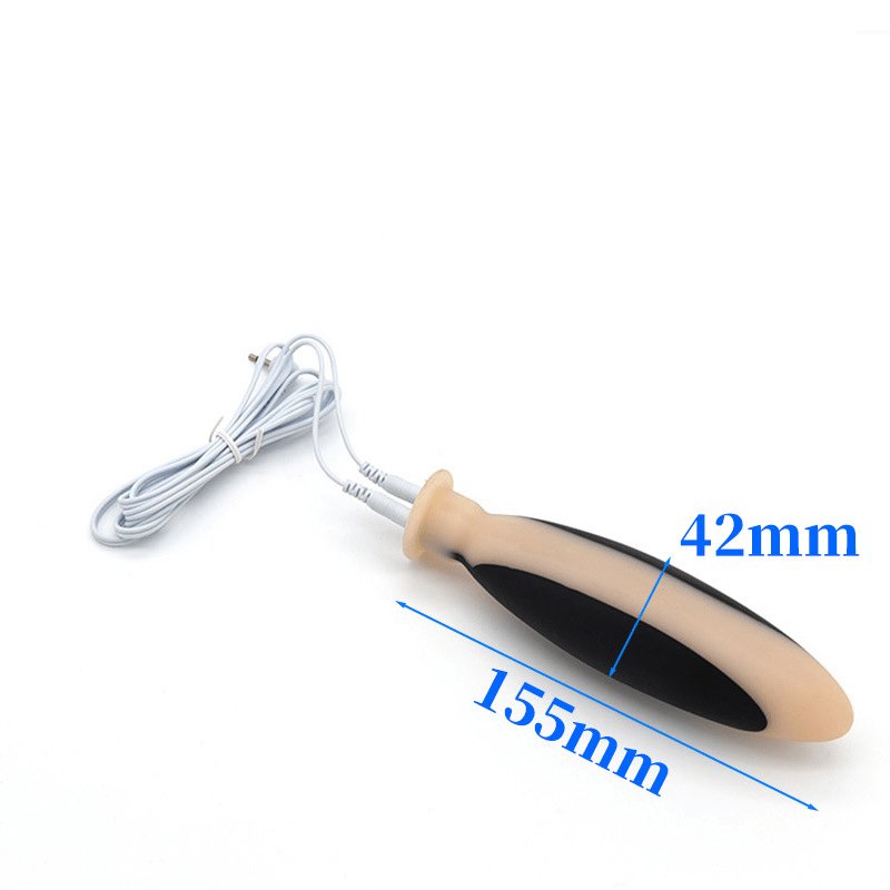 TB-E249 electro-conductive silicone anal plug with cable