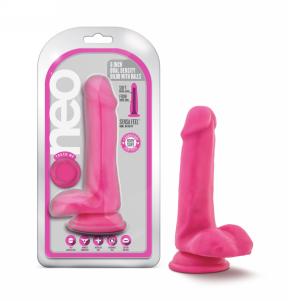 Neo - 6 Inch Dual Density Cock With Balls - Neon Pink