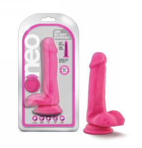 Neo - 6 Inch Dual Density Cock With Balls - Neon Pink — 2
