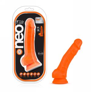 7.5 Inch Silicone Dual Density Cock with Balls - Neon Orange