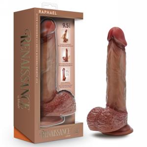 Raphael - 9.5 Inch Sliding Skin Dildo with Squeezable Balls - Tan
