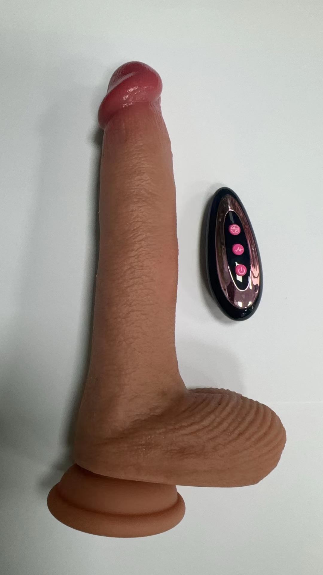 Telescopic, swinging, heating, vibration, with remote control. * silicone *22.5*4cm *420g