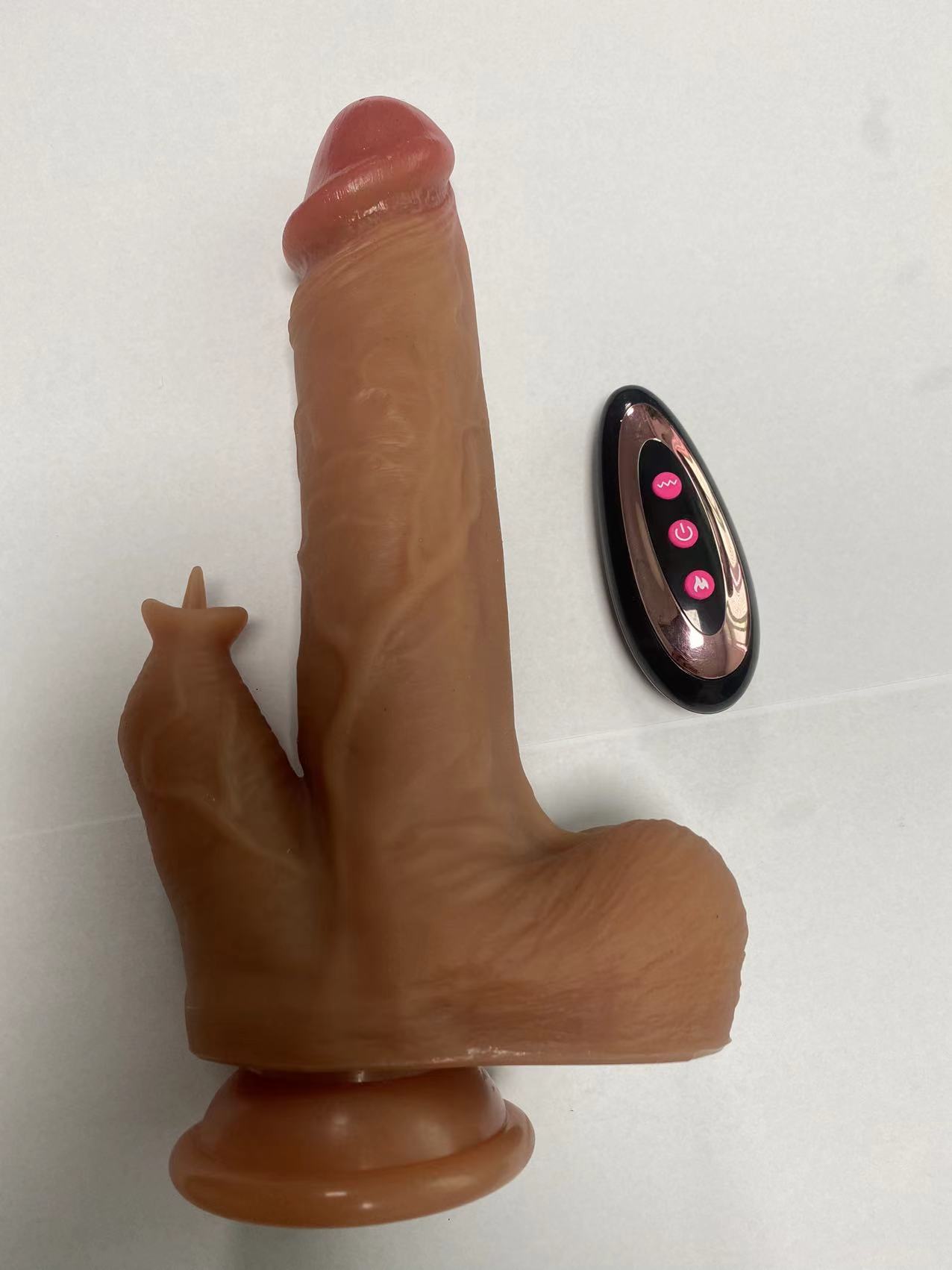 Telescopic Swinging Heating Vibrating Silicone Massager with Remote Control (4.0x22cm) - Dildos