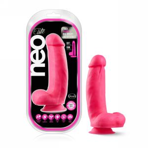 7 Inch Silicone Dual Density Cock with Balls - Neon Pink