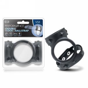 Silicone Double Cock & Ball Strap - Black — 2