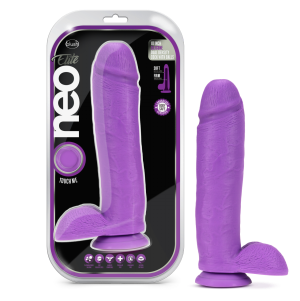 Neo Elite - 10 Inch Silicone Dual Density Cock with Balls - Neon Purple