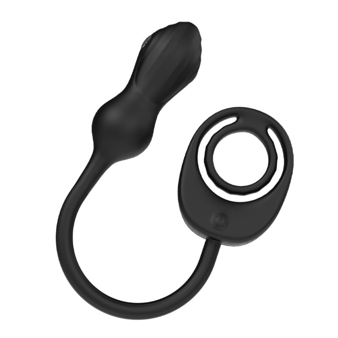 TB-C373 Vibrating anal beads with attached cock ring and wireless control