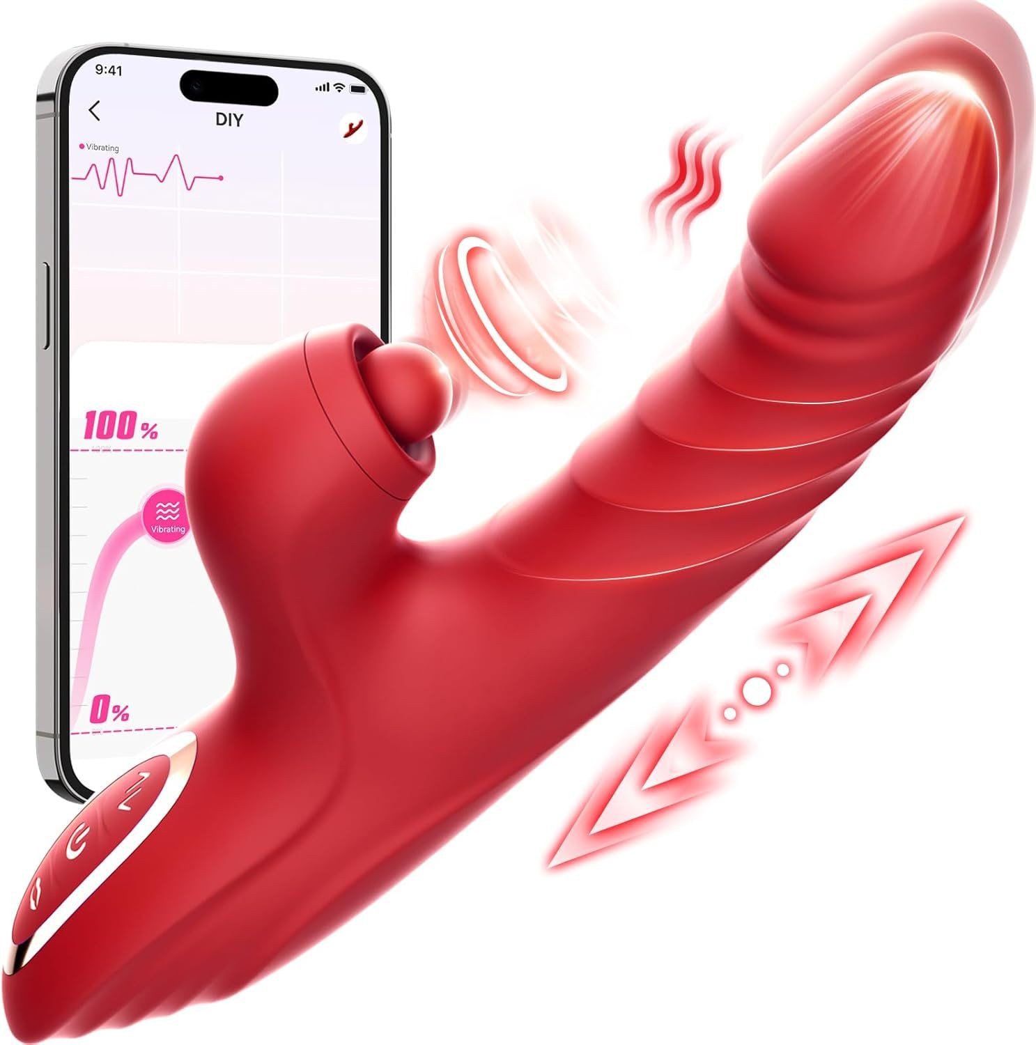 Four-in-one extendable ball-shaped masturbator for female masturbation with multi-frequency heating