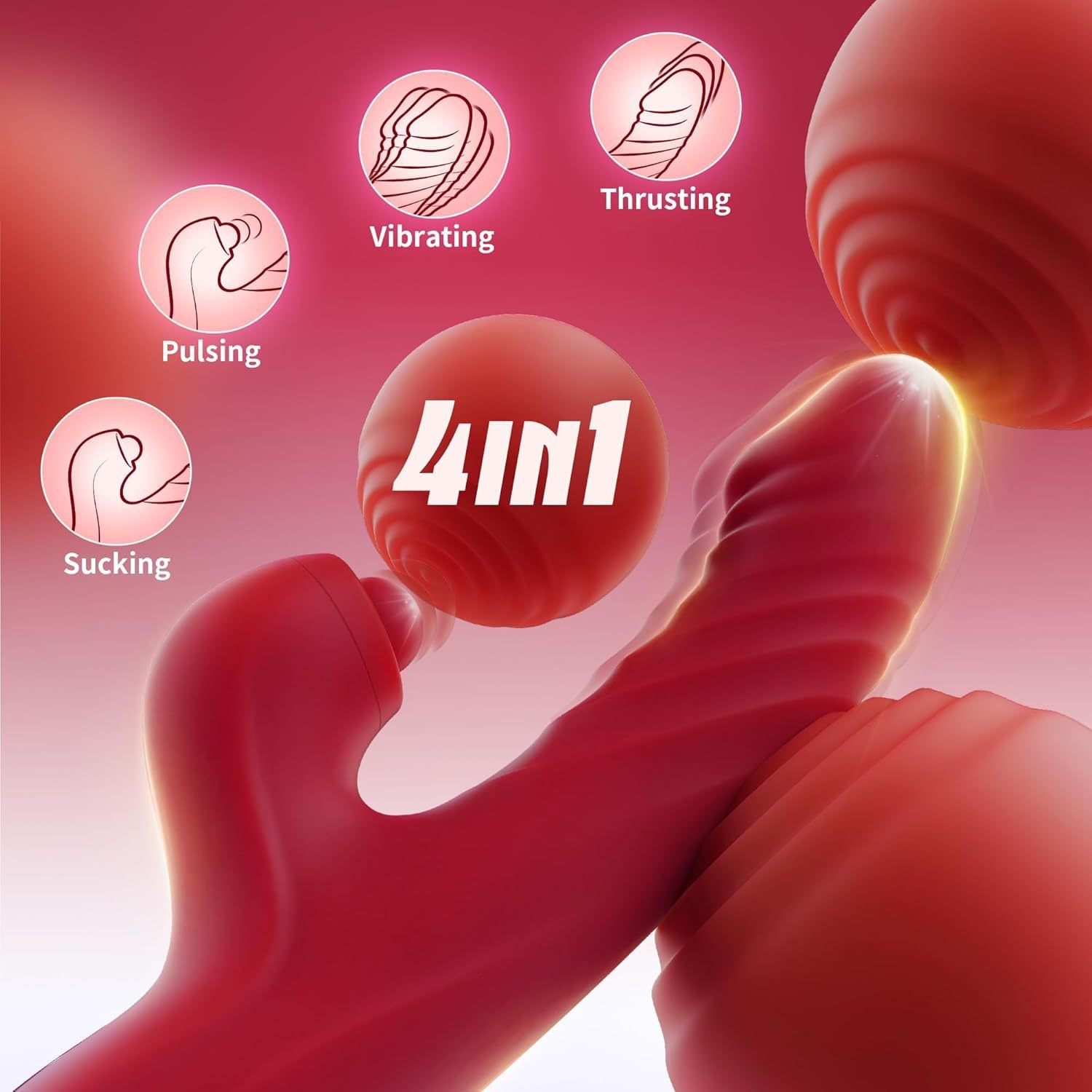 Four-in-one extendable ball-shaped masturbator for female masturbation with multi-frequency heating