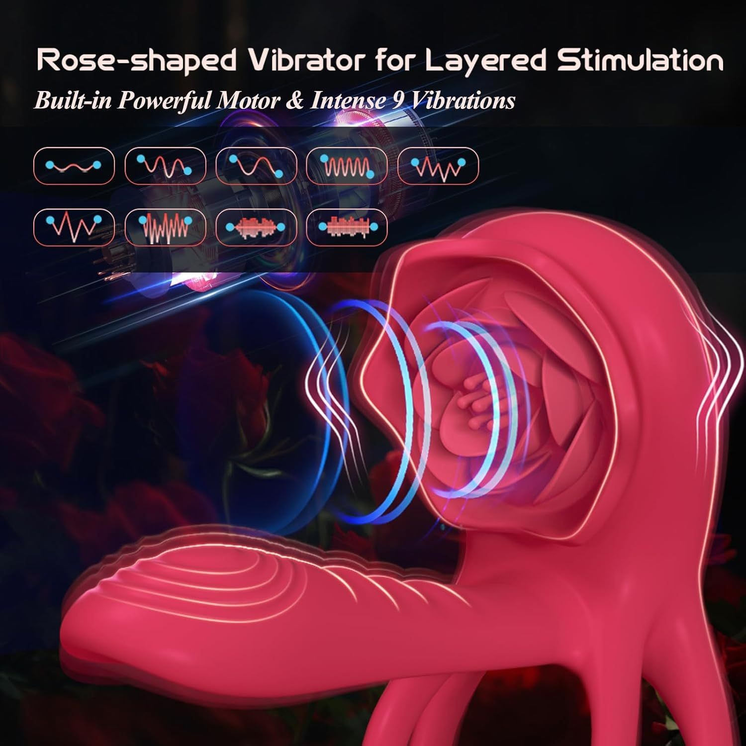 APP-controlled vibrating rose-shaped penile ring
