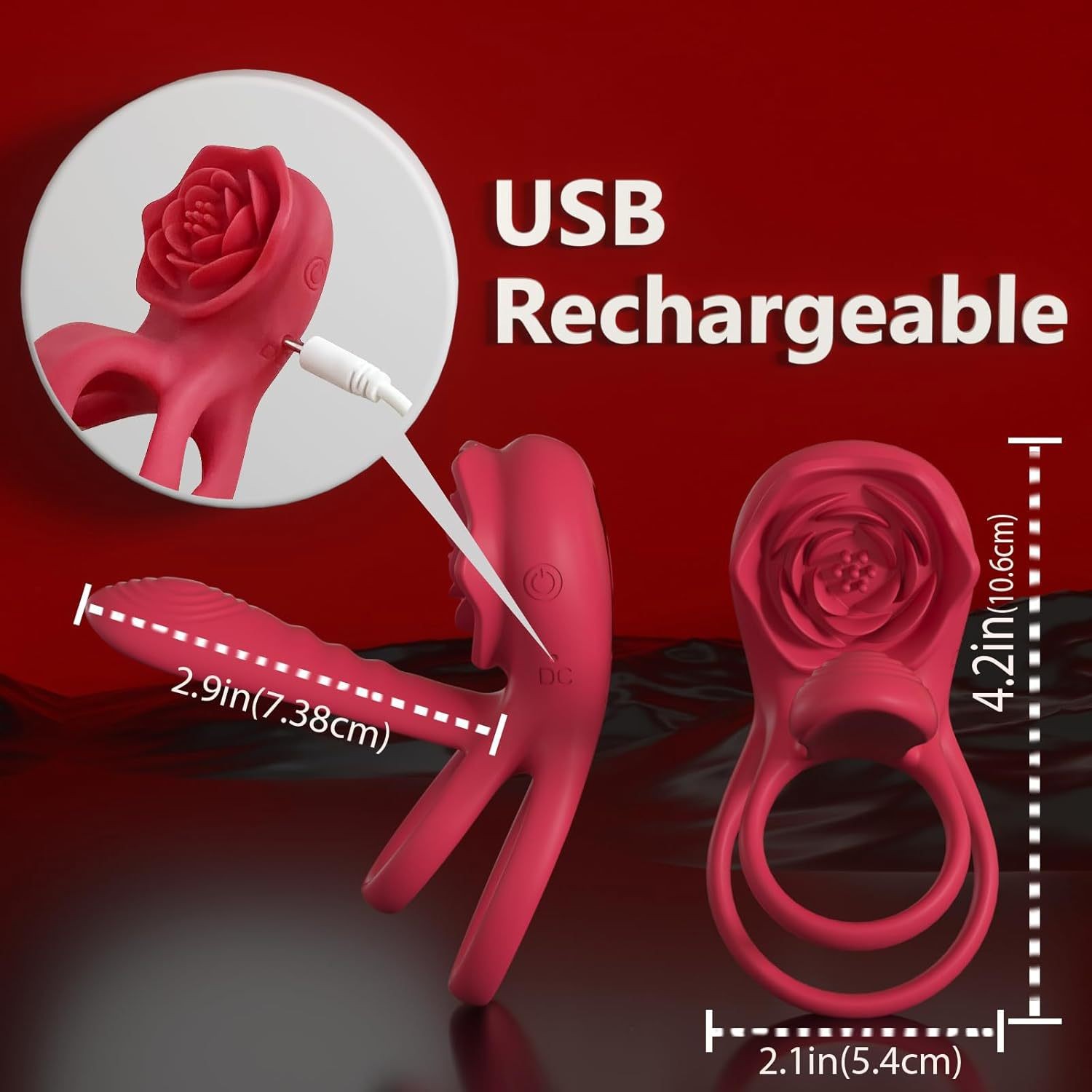 APP-controlled vibrating rose-shaped penile ring