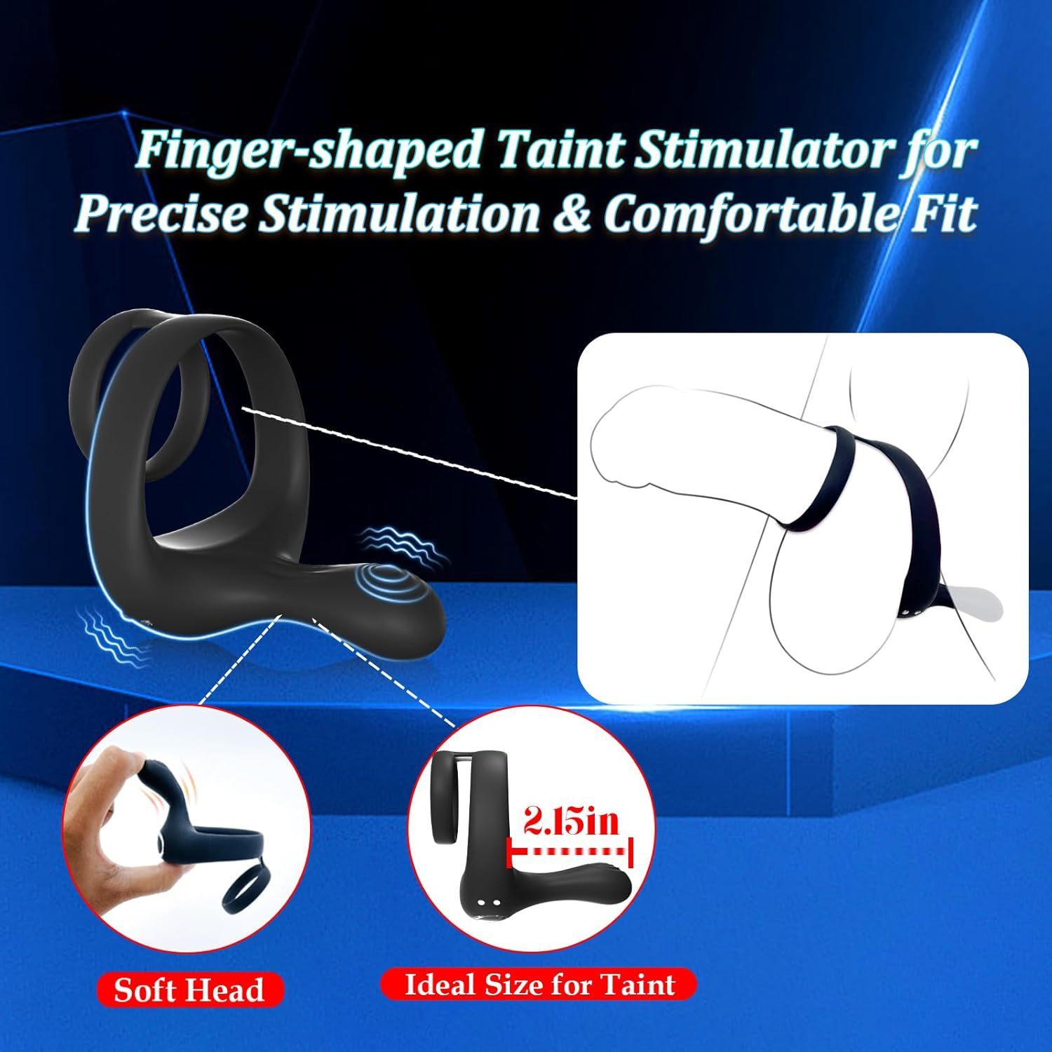 Remote-controlled vibrating lock ring for male use, vibrating massage and delay ring