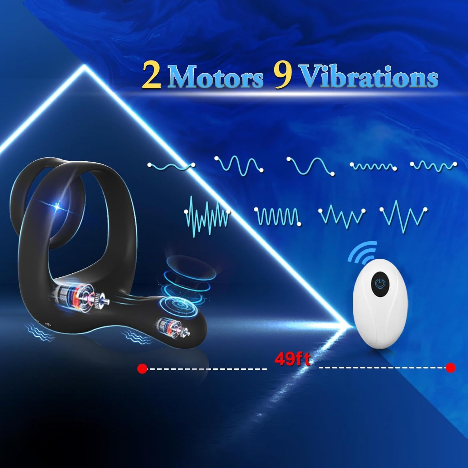 Remote-controlled vibrating lock ring for male use, vibrating massage and delay ring