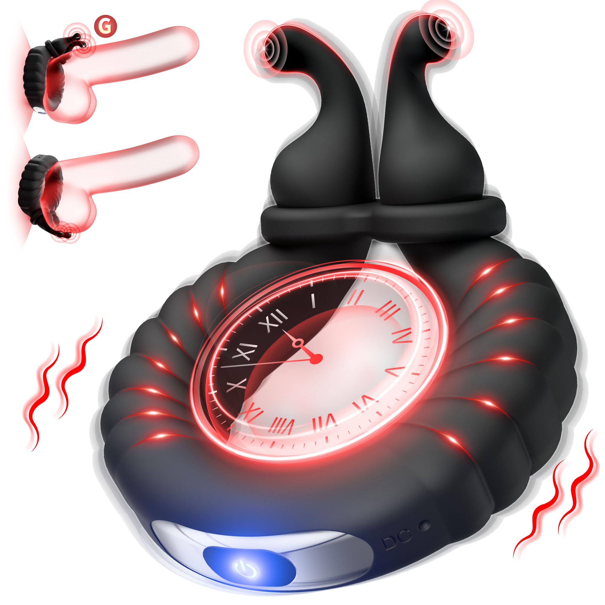 Vibrating Cock Ring,10 Vibrating Modes Penis Ring Vibrator with Clitoral Stimulator