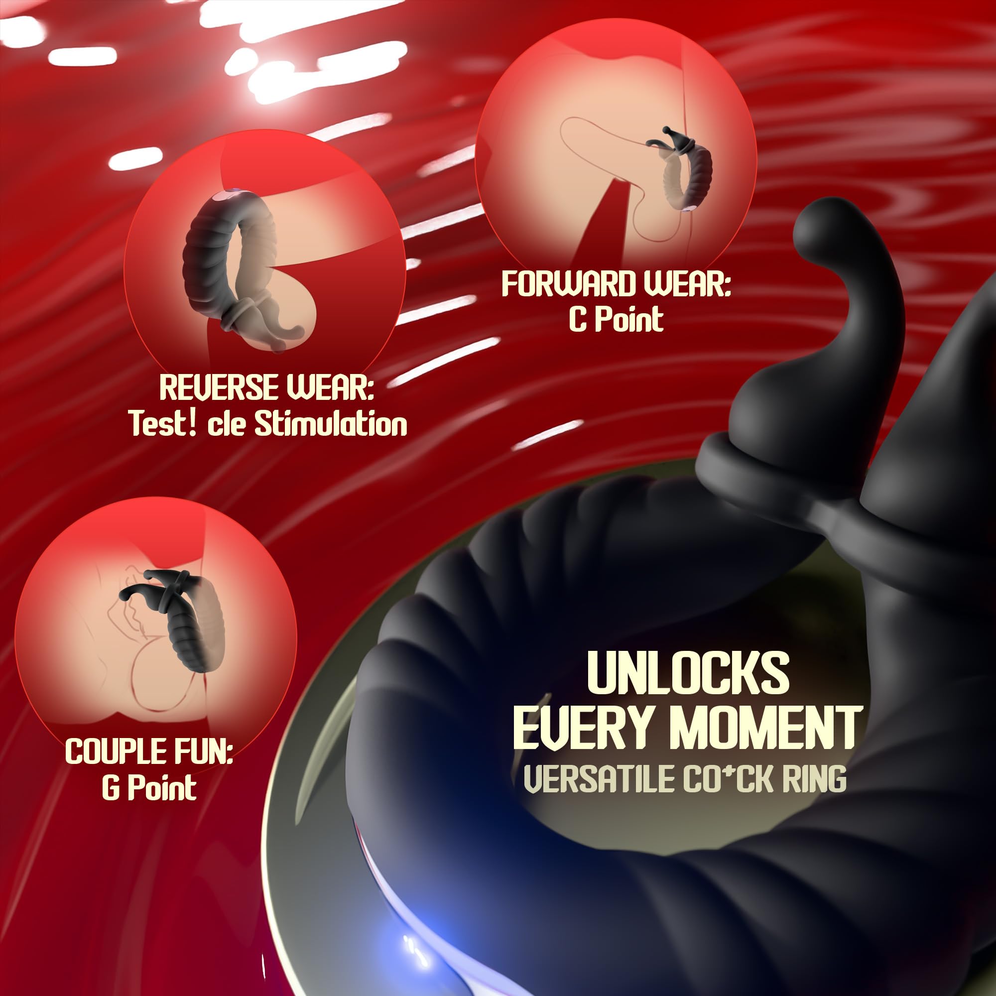 Vibrating Cock Ring,10 Vibrating Modes Penis Ring Vibrator with Clitoral Stimulator