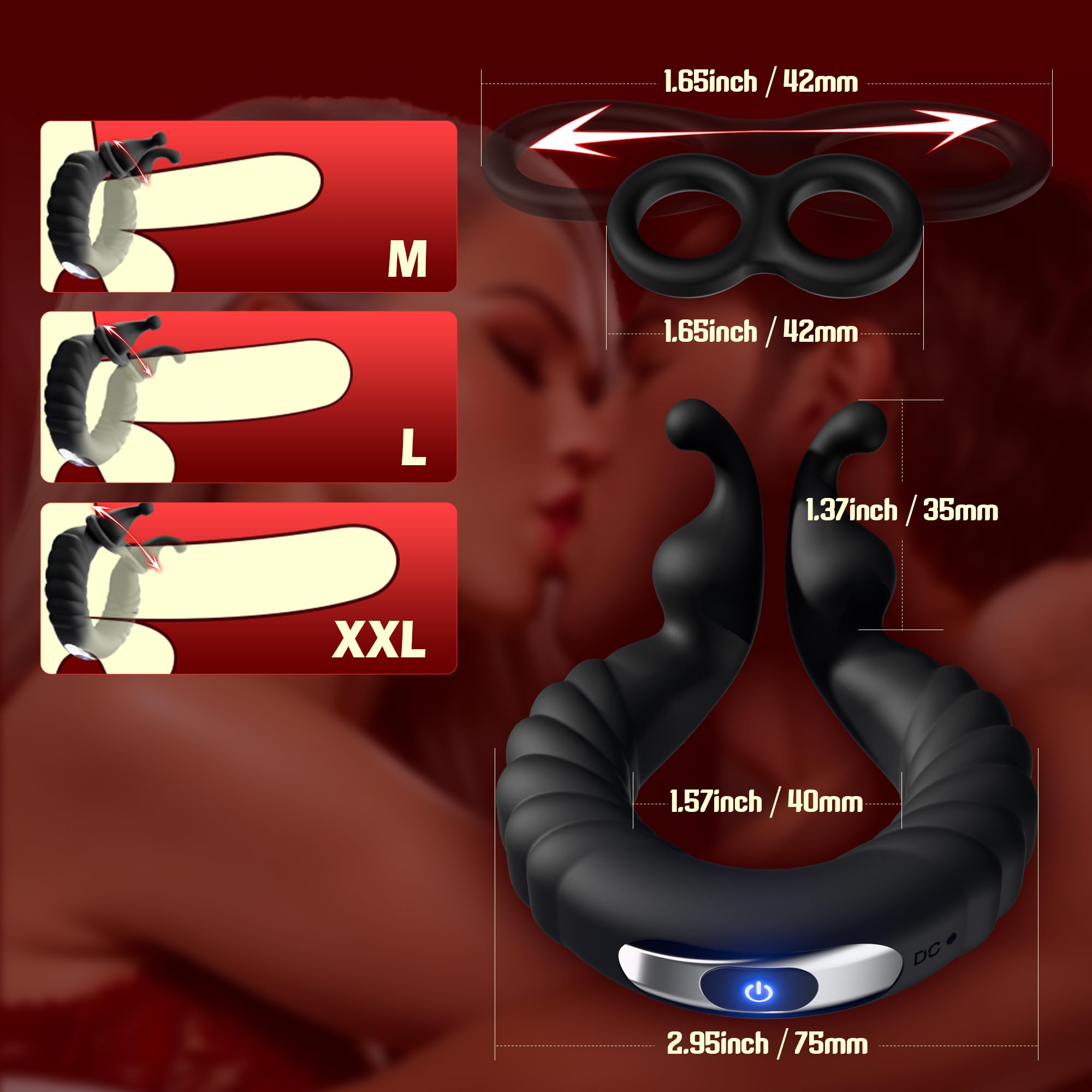 Vibrating Cock Ring,10 Vibrating Modes Penis Ring Vibrator with Clitoral Stimulator